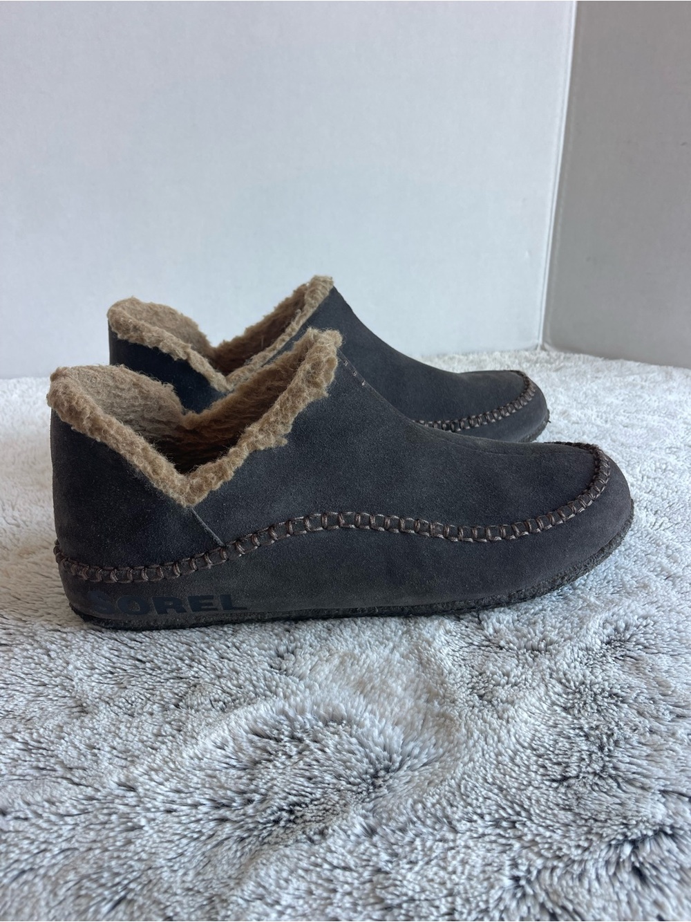 Sorel Men’s 12 Manawan Brown Suede Ankle Slippers